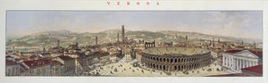 Uitzicht op Verona, gegraveerd door L. Cherbuin door P. Majocchi